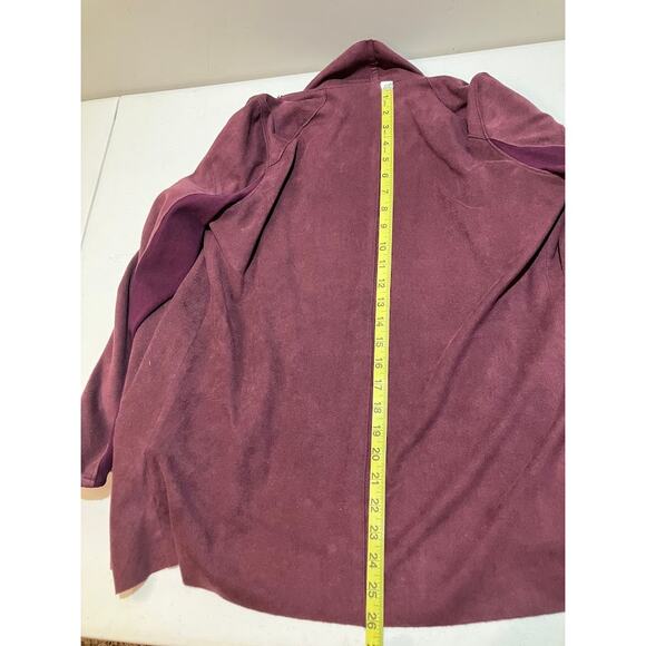 BLANKNYC Cloud Nine Drape Waterfall Faux Suede Cardigan Jacket Womens Size M Red - Picture 6 of 11